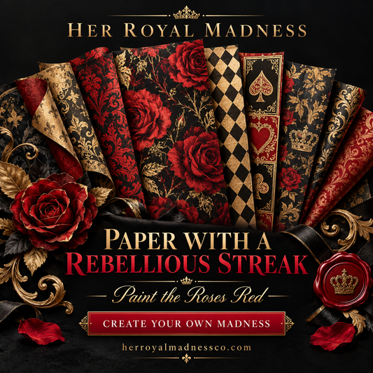 Luxury Paper Ephemera Curated Gift Bag | Red Roses, Gold Foil