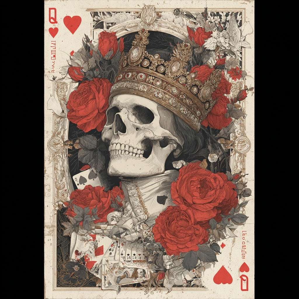 The Mad Queen’s Gallery Collection™ – Queen of Hearts Skeleton Collection (Set of 4 Gothic Fantasy Art Prints)