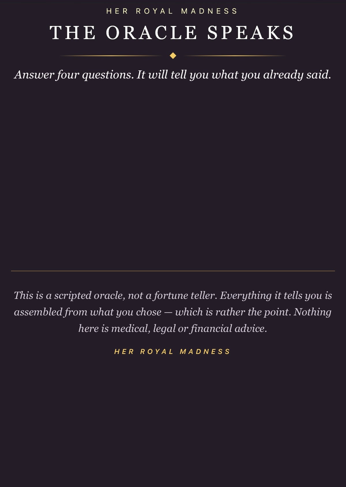 The Oracle Speaks — A Reading in Four Questions app
