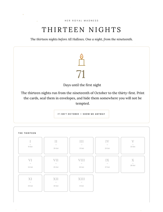 Thirteen Nights — The Companion App / Bundles with the Printable Card deck