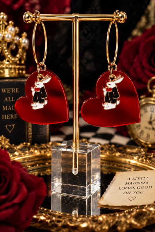 Down the Rabbit Heart Earrings