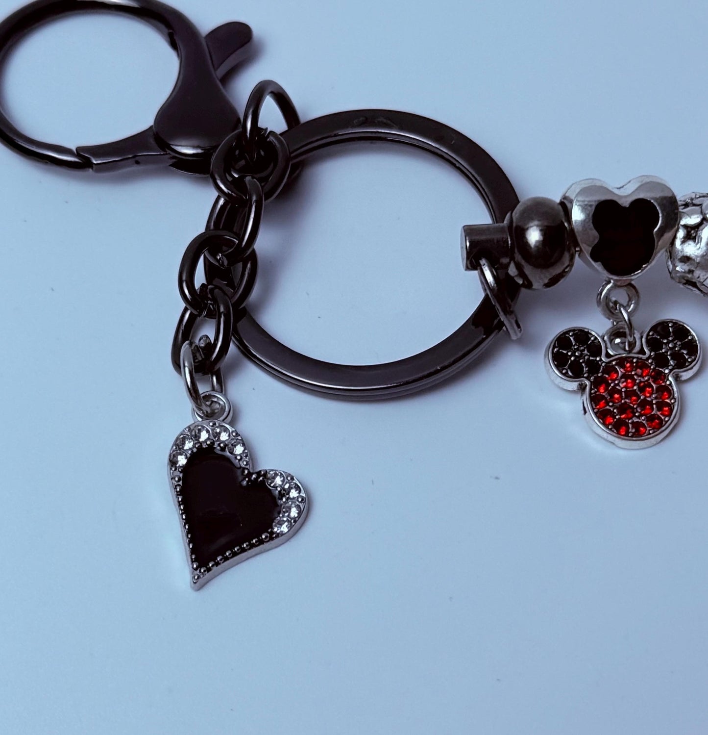 Disney-Inspired Bag Charm: Rhinestone Mickey, Minnie Bow, Crystal Bead