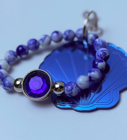 Blue Seashell Bag Charm Keychain: Acrylic Ocean-Inspired Purse Accessory