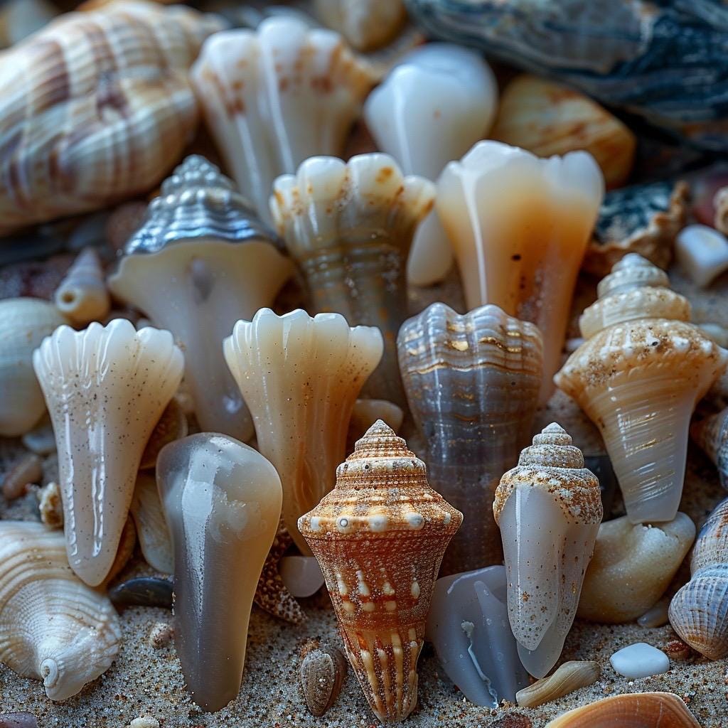 Strandmuscheln & Echte Haizähne Mix Meerjungfrauen-Core Bastelbedarf