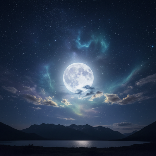 Moon water jars with candles, crystals, celestial decor, and mystical storage setup under glowing moonlight from Her Royal Madness.