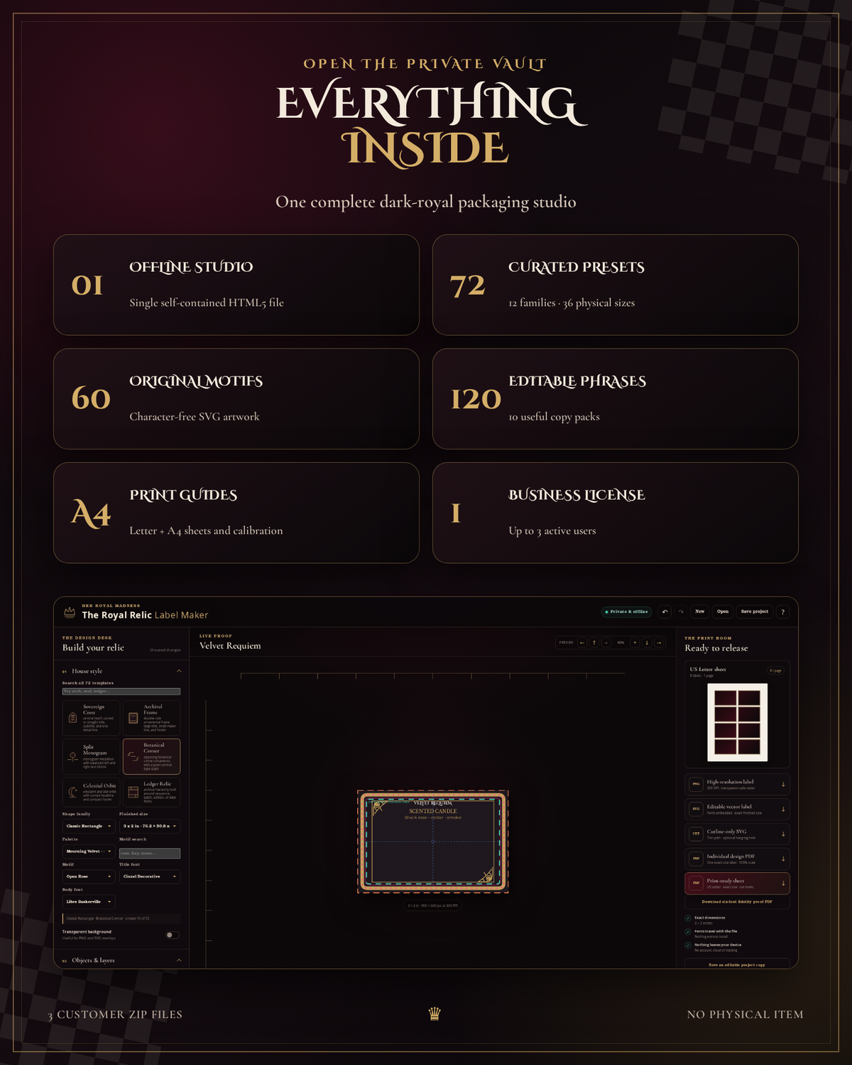 The Royal Relic Label Maker — Gothic Product Label & Hang Tag Studio