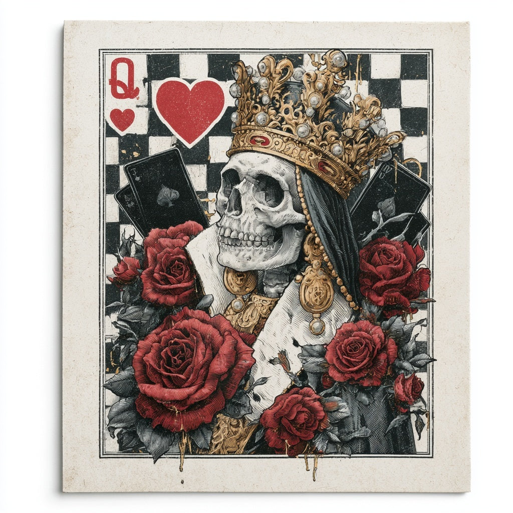 The Mad Queen’s Gallery Collection™ – Queen of Hearts Skeleton Collection (Set of 4 Gothic Fantasy Art Prints)