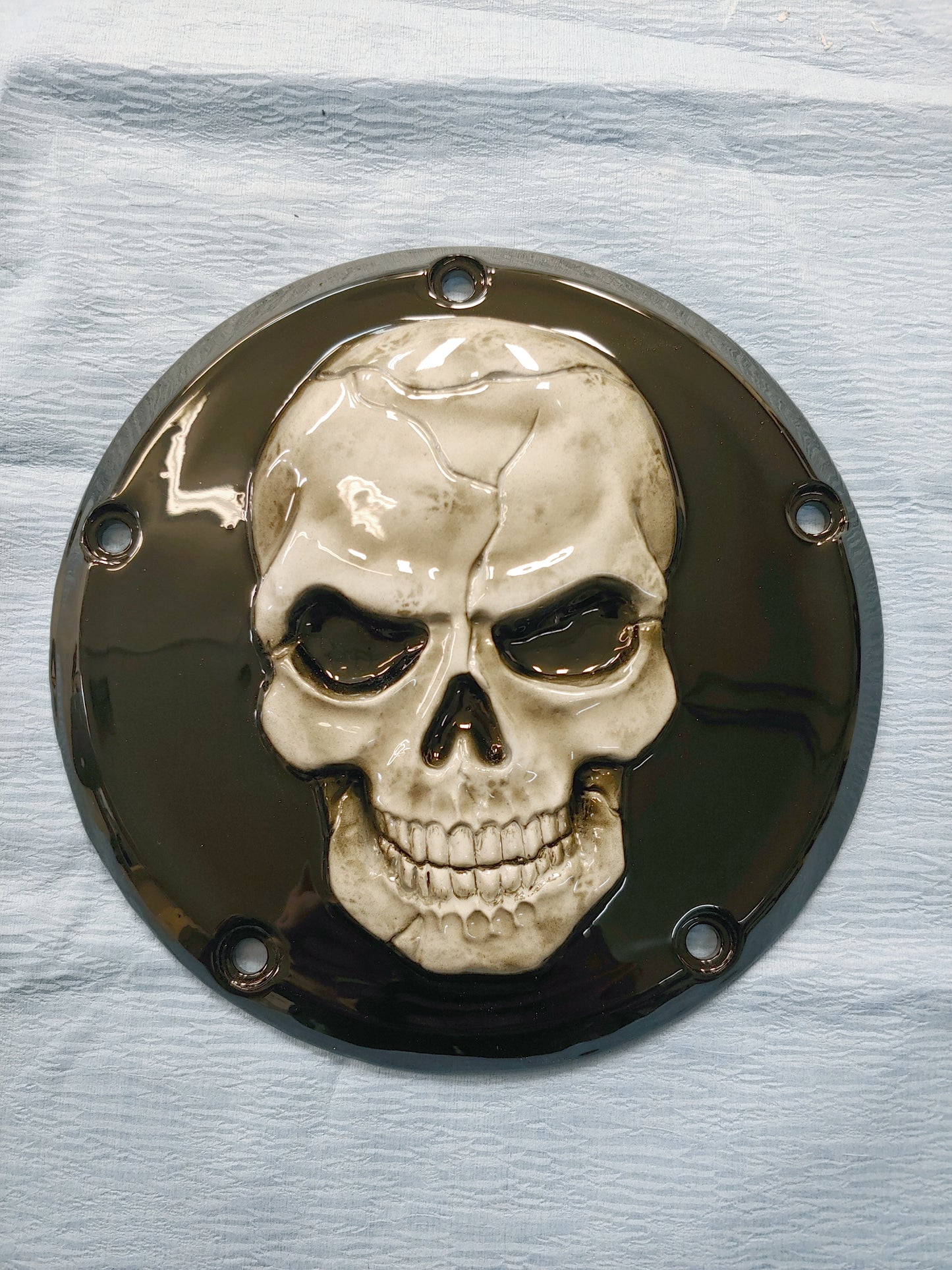 3D Skull Harley derby cover