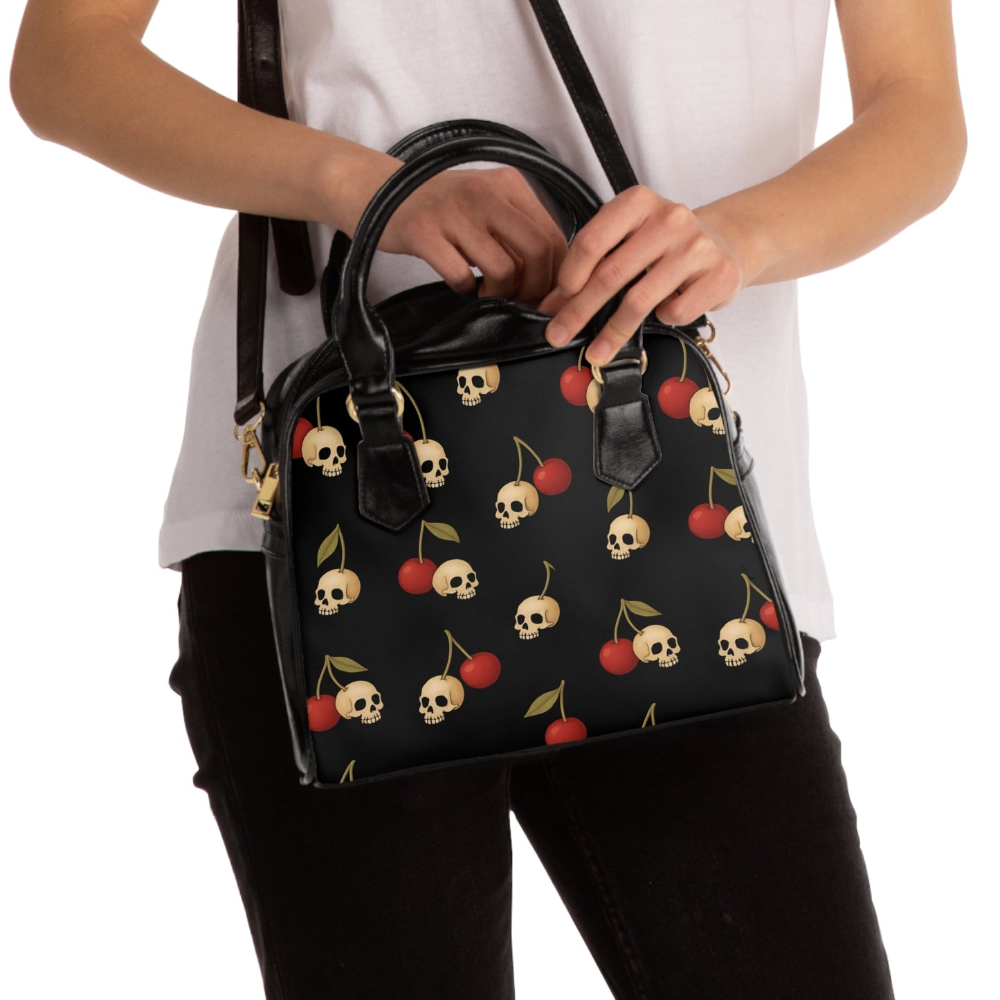 Gothic Cherries & Skulls Handbag