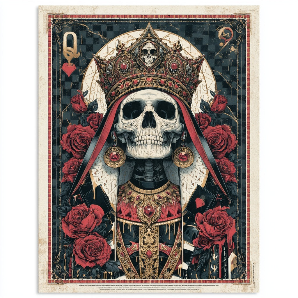 The Mad Queen’s Gallery Collection™ – Queen of Hearts Skeleton Collection (Set of 4 Gothic Fantasy Art Prints)