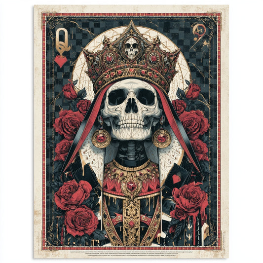 The Mad Queen’s Gallery Collection™ – Queen of Hearts Skeleton Collection (Set of 4 Gothic Fantasy Art Prints)
