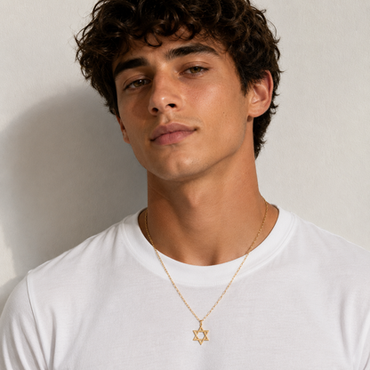 Jordan Star of David Paperclip Necklace
