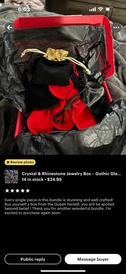 Crystal & Rhinestone Jewelry Box  Gothic Glam, Witchy Sparkle, Curated Chaos Surprise