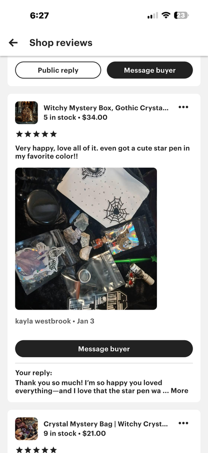 Witchy Mystery Box: Gothic Crystals, Charms, Stickers & Spells