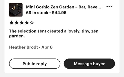 Mini Gothic Zen Garden  Bat, Raven, Coffin, Hexagon Tray Options  Witchy Desk Décor, Dark Academia Stress Relief Kit, HRM Edition
