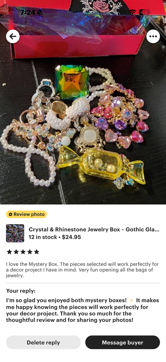 Crystal & Rhinestone Jewelry Box  Gothic Glam, Witchy Sparkle, Curated Chaos Surprise