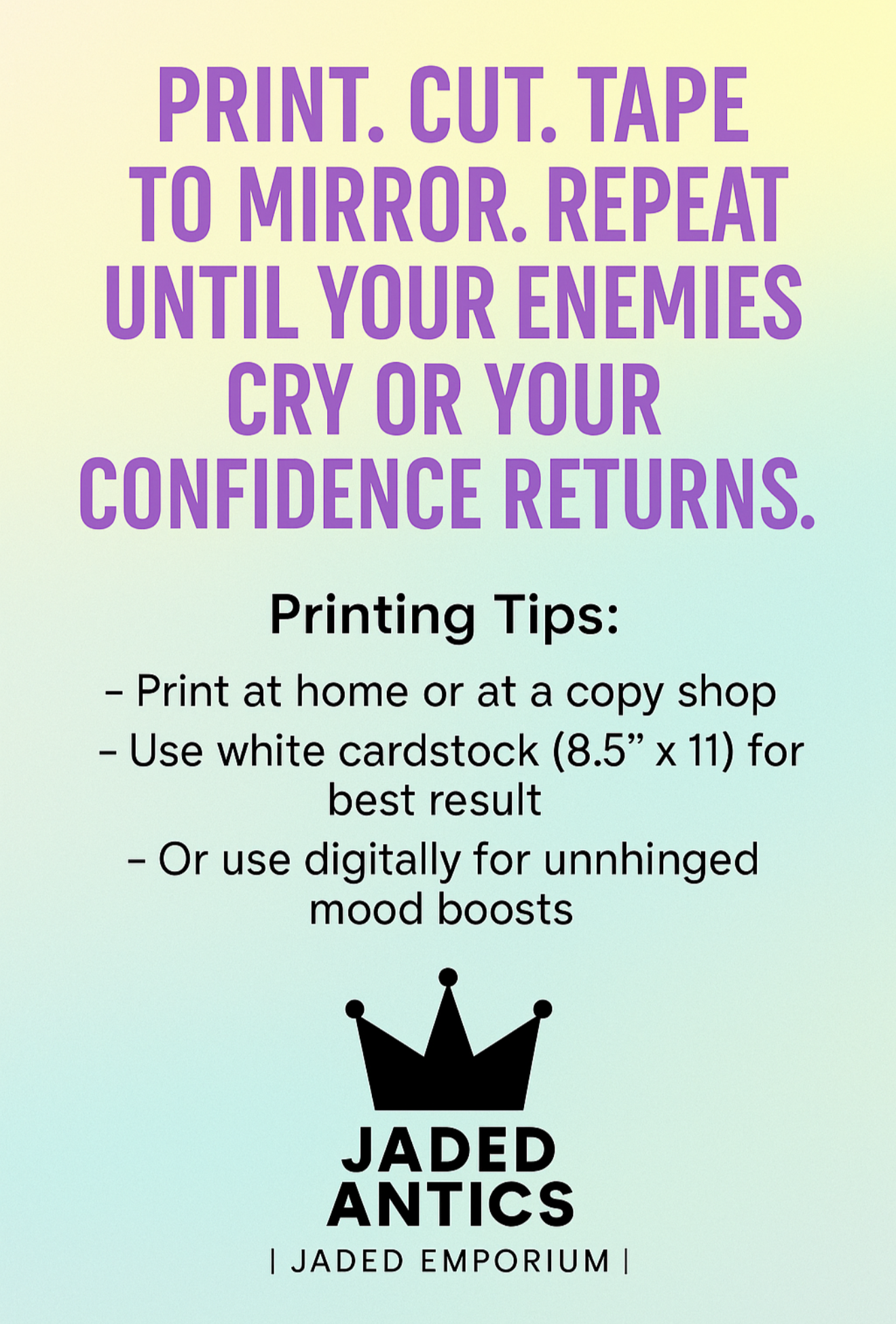 Mirror Mirror Go Fix Yourself – Printable Bratty Affirmation Cards