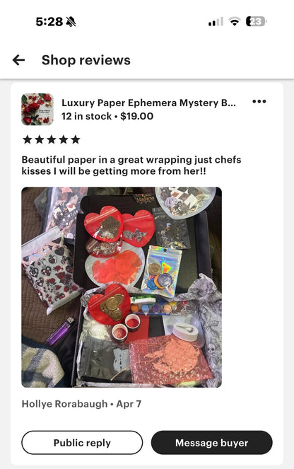 Luxuriöse Papier-Ephemera-Wundertüte | Rote Rosen, Goldfolie