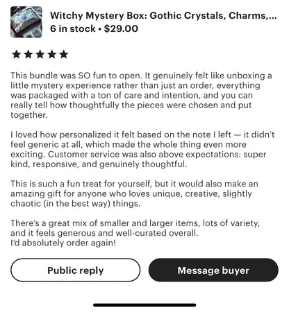 Witchy Mystery Box: Gothic Crystals, Charms, Stickers & Spells