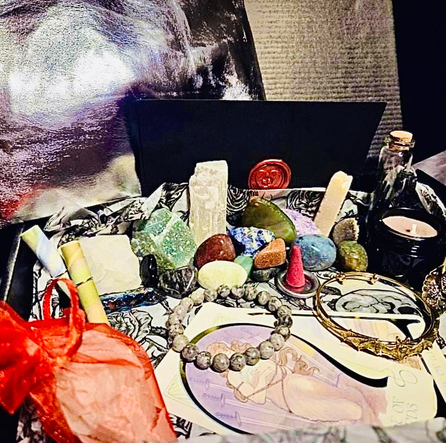 Witchy Mystery Box: Gothic Crystals, Charms, Stickers & Spells