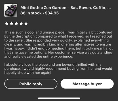 Mini Gothic Zen Garden  Bat, Raven, Coffin, Hexagon Tray Options  Witchy Desk Décor, Dark Academia Stress Relief Kit, HRM Edition