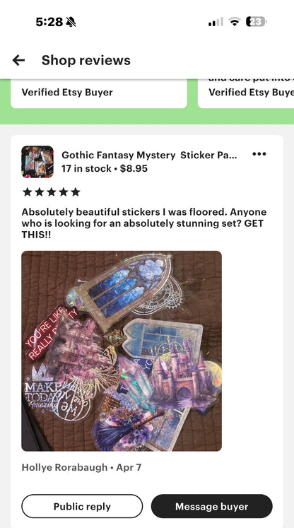 Gothic-Fantasy-Sticker-Paket: Holo- & Konturschnitt-Überraschungsbündel
