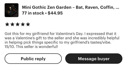 Mini Gothic Zen Garden  Bat, Raven, Coffin, Hexagon Tray Options  Witchy Desk Décor, Dark Academia Stress Relief Kit, HRM Edition