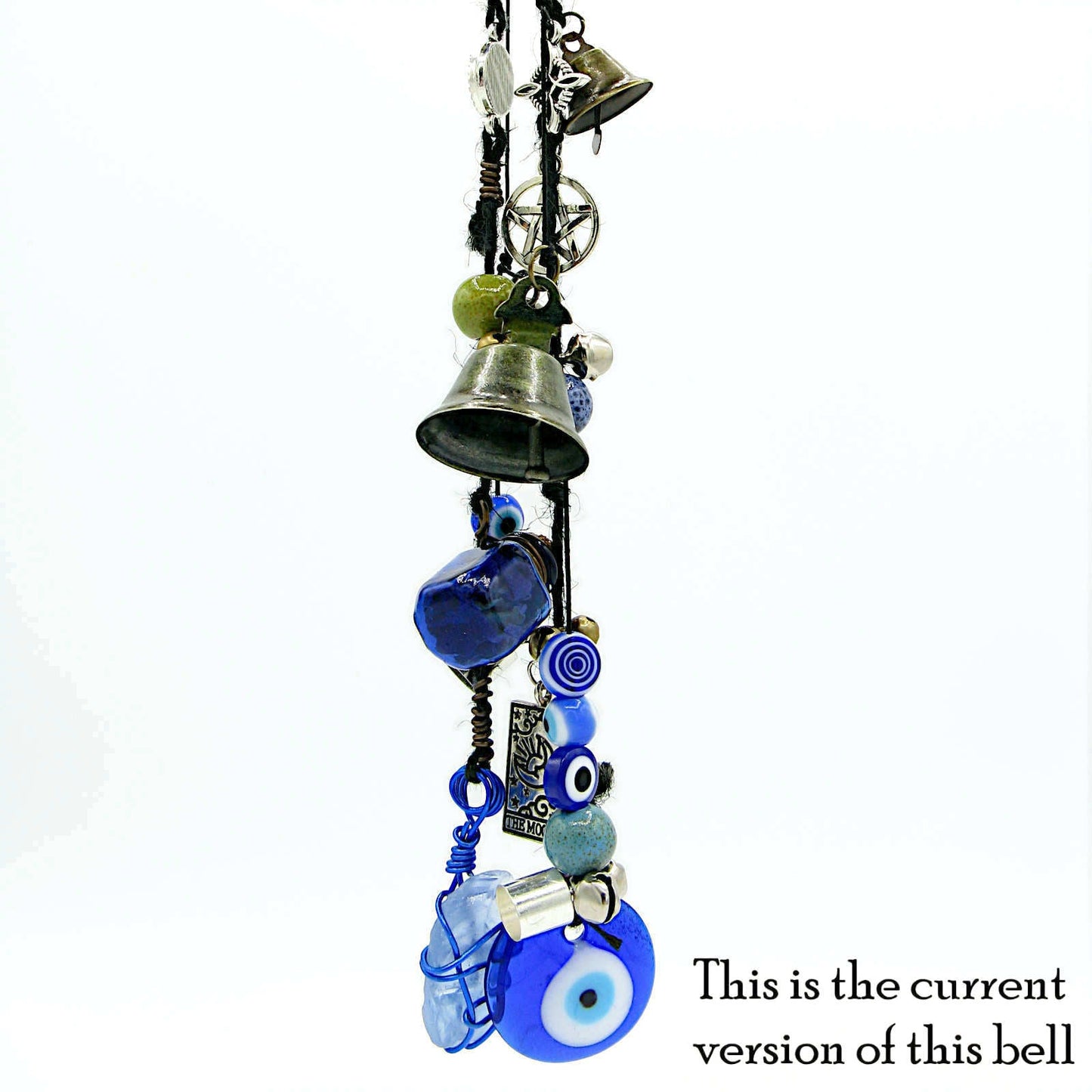 Witch's Bell: Glass Evil Eyes, Pentacle, Charms, Beads - Handcrafted