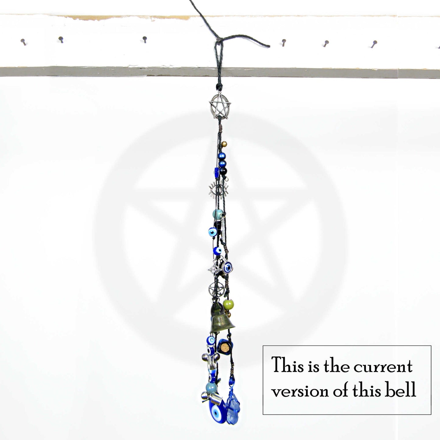 Witch's Bell: Glass Evil Eyes, Pentacle, Charms, Beads - Handcrafted