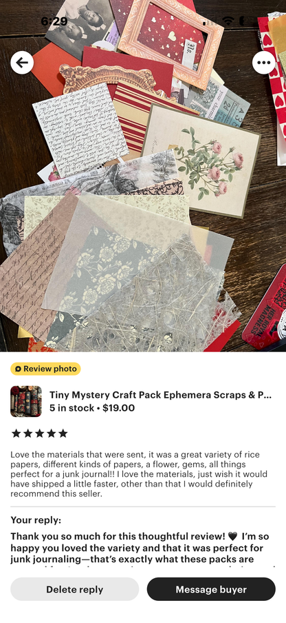 Tiny Mystery Craft Pack Ephemera Scraps & Paper/ Her Royal Leftovers/ Bits Journaling  Collage Supplies