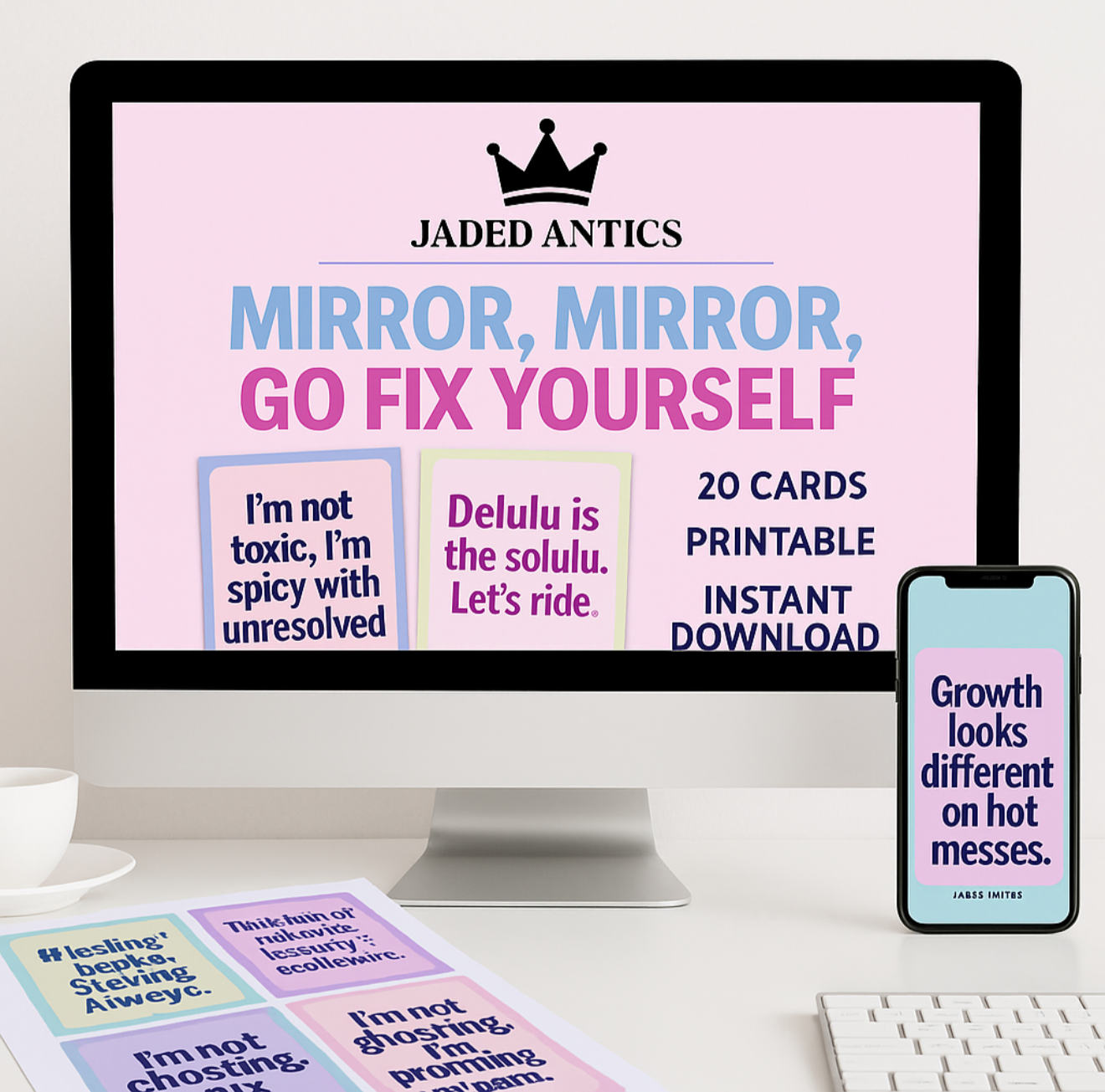 Mirror Mirror Go Fix Yourself – Printable Bratty Affirmation Cards