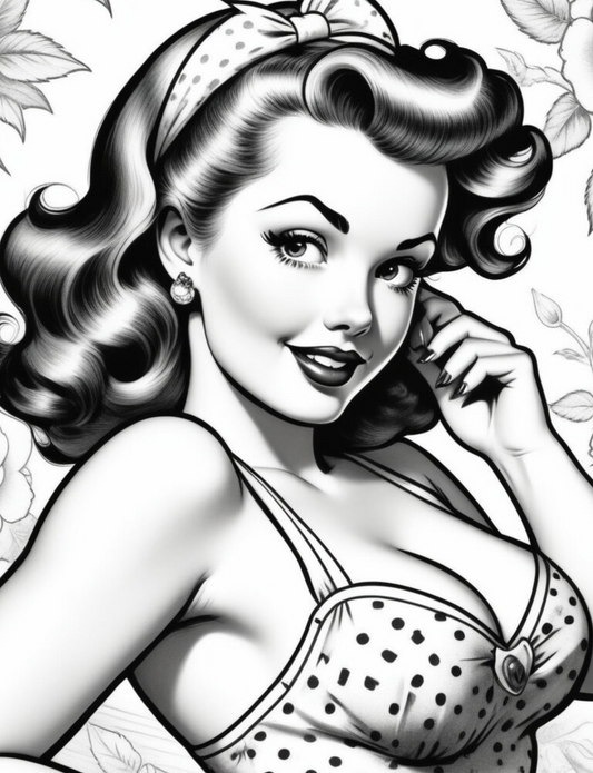 Vintage Pin Up Coloring Book