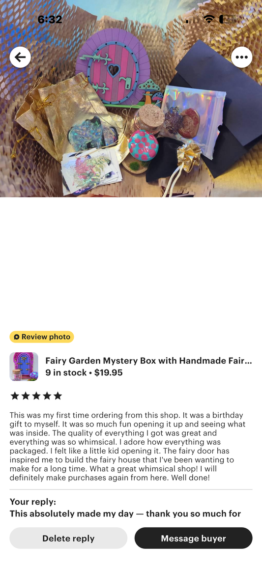Fairy Garden Mystery Box with Handmade Fairy Door  Deluxe Fae Forest Curiosity Kit, Cottagecore Gift Box, Mini Mushrooms & Fairy Dust