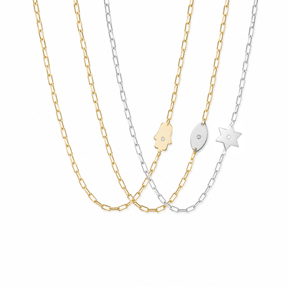 Dani Star of David Diamond Paperclip Necklace