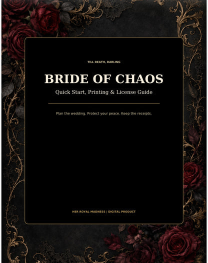 60-Page Gothic Wedding Planner: Printable and Fillable PDFs, Editable PowerPoint, Excel Dashboard