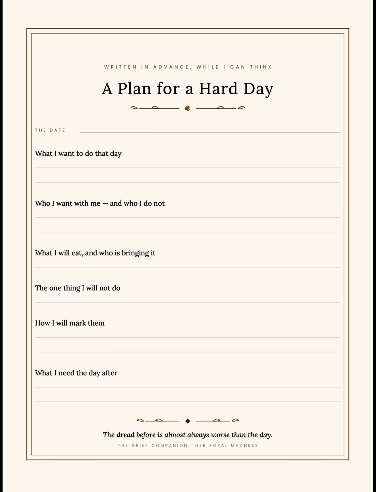 The Grief Companion — Printable Bereavement Workbook