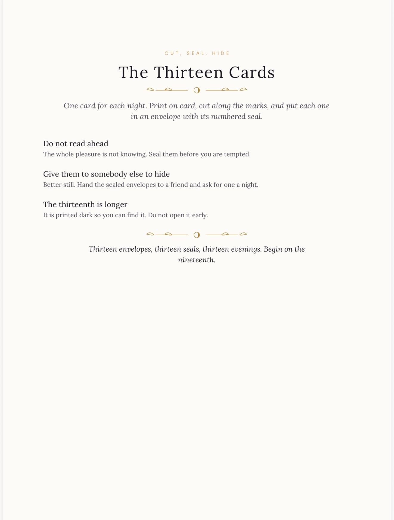 Thirteen Nights — A printable Halloween Ritual Kit