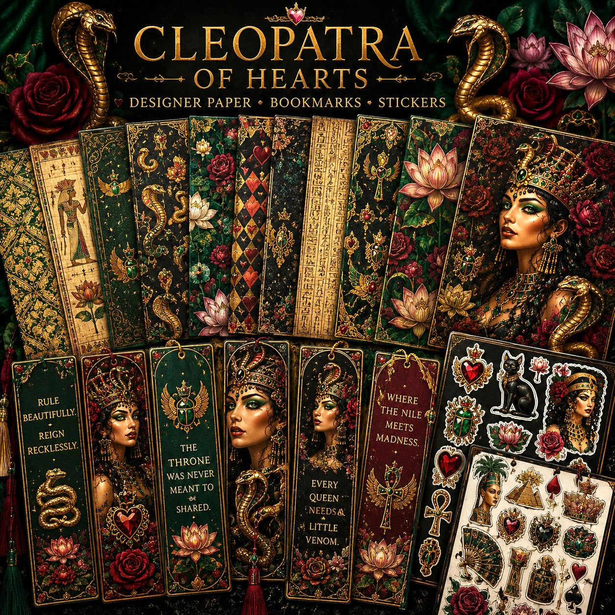 Cleopatra of Hearts Mystery Box | Egyptian Fantasy Gifts, Cobra Jewelry, Royal Stationery & Queenly Treasures