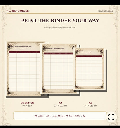 60-Page Gothic Wedding Planner: Printable and Fillable PDFs, Editable PowerPoint, Excel Dashboard