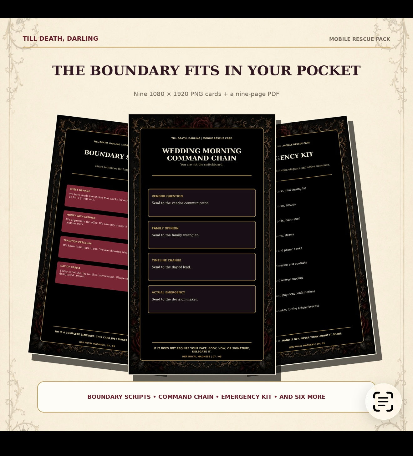 60-Page Gothic Wedding Planner: Printable and Fillable PDFs, Editable PowerPoint, Excel Dashboard