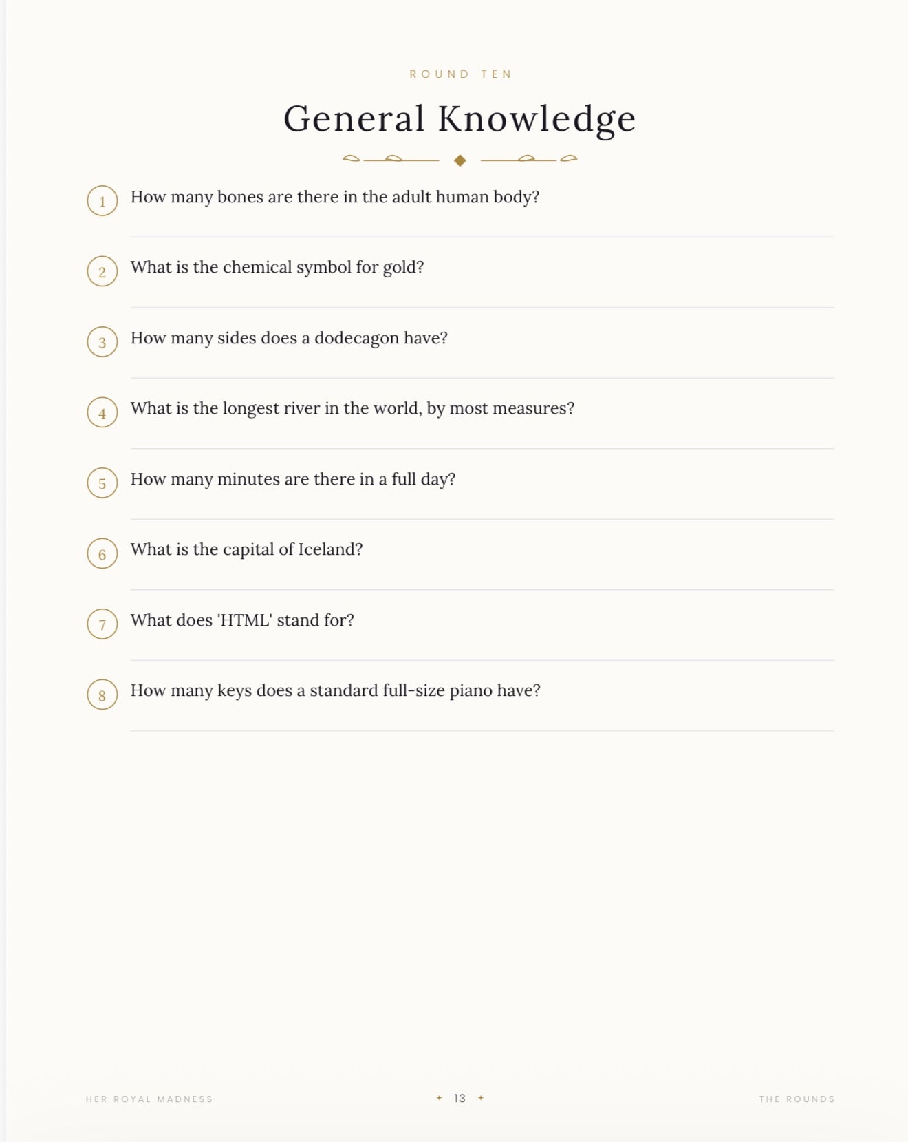 The Quiz Book — 12 Rounds, 96 Questions, Ready to Run / Digital Download
