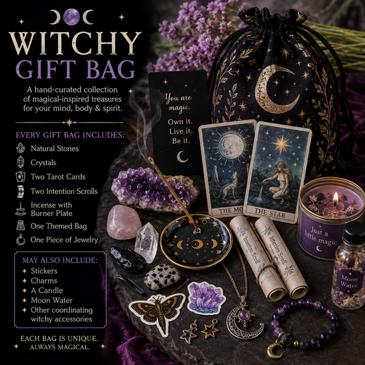 Hexen-Wundertüte: Gotische Kristalle, Amulette, Sticker & Zaubersprüche