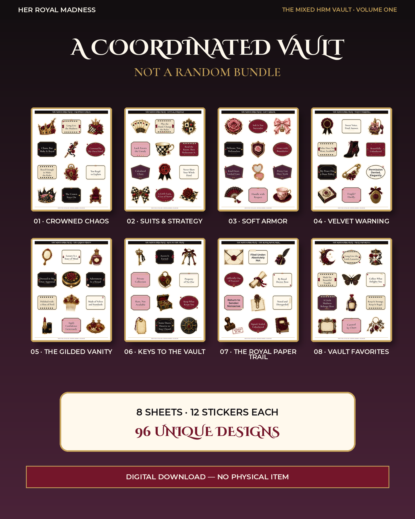 The Mixed HRM Vault
96 Gothic-Royal Printable & Digital Stickers