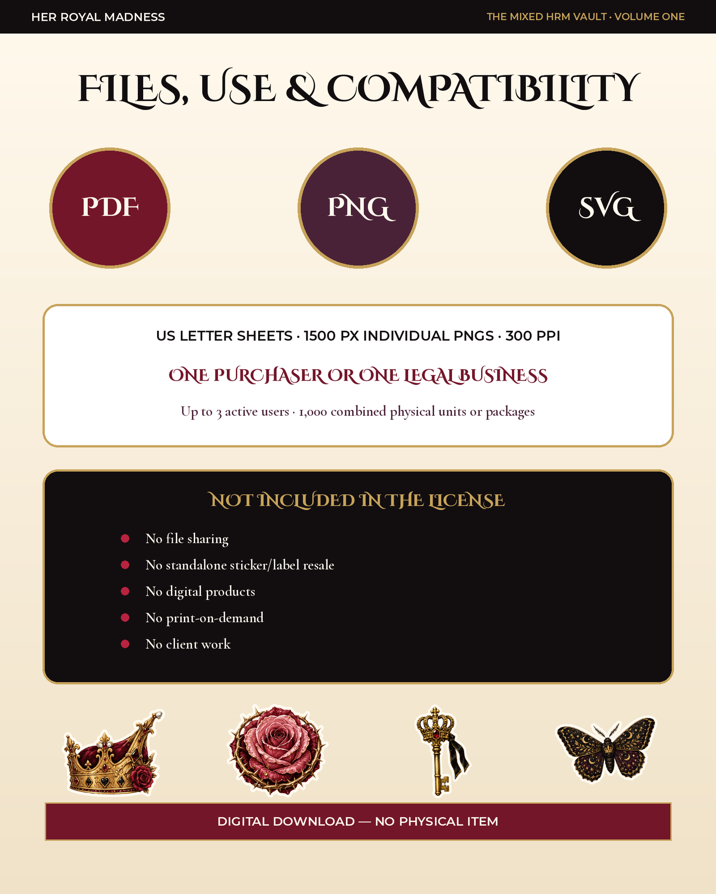 The Mixed HRM Vault
96 Gothic-Royal Printable & Digital Stickers
