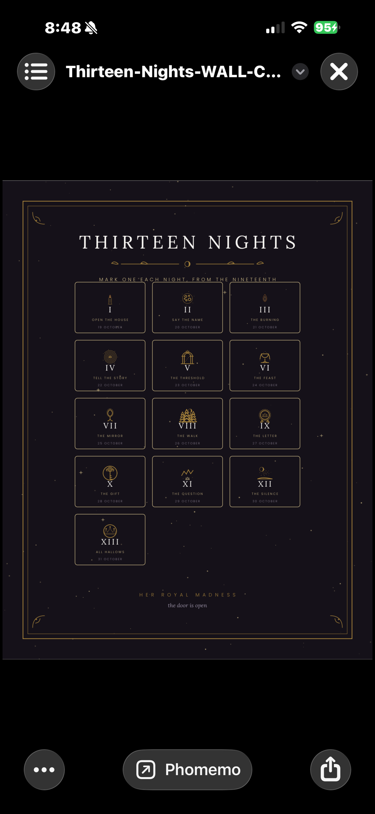 Thirteen Nights — The Companion App / Bundles with the Printable Card deck