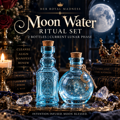 Moon Water Ritual Set – 2 Bottles & Ritual Cards | Her Royal Madness