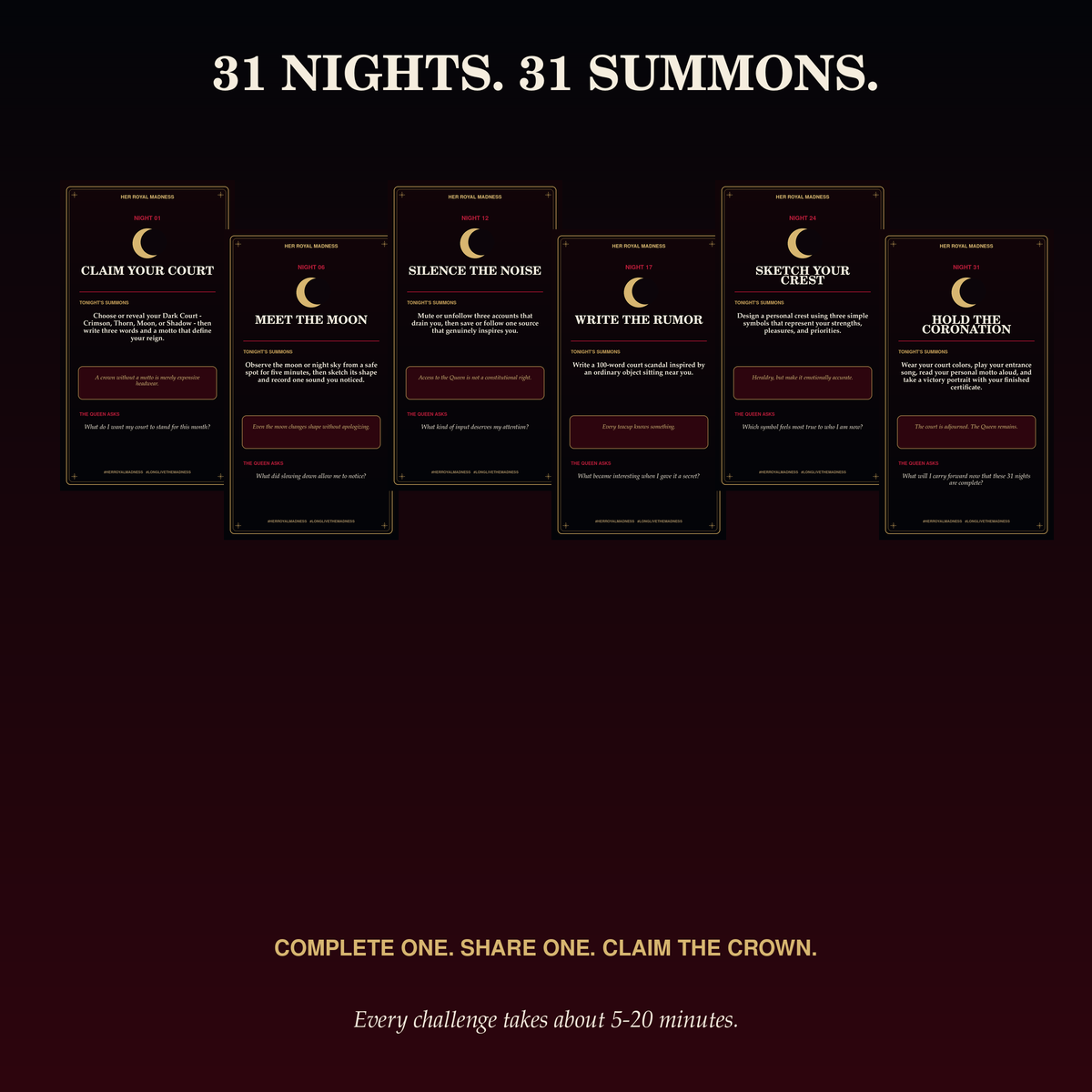 31 Nights in the Mad Queen's Dark Court Printable/Digital