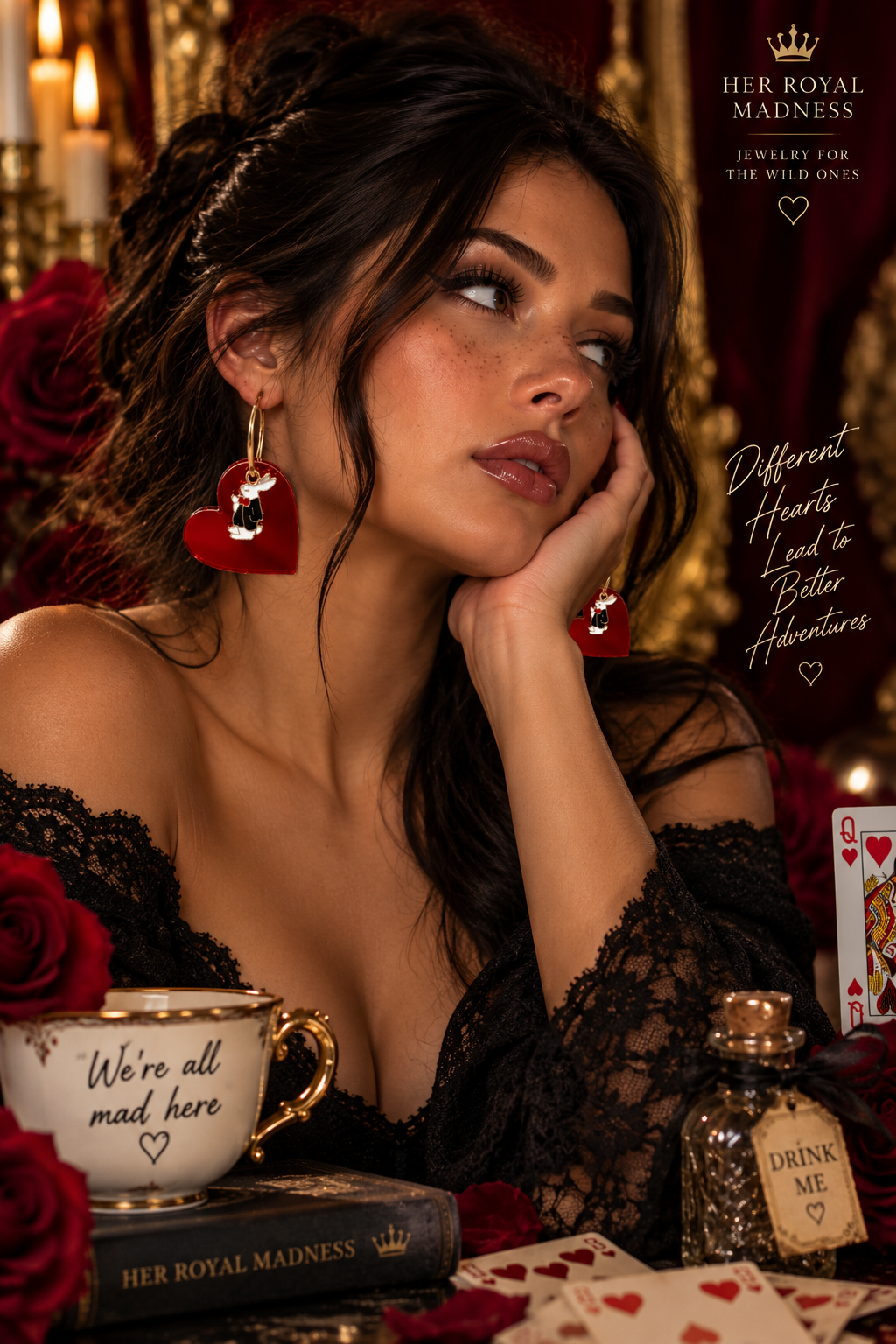 Down the Rabbit Heart Earrings