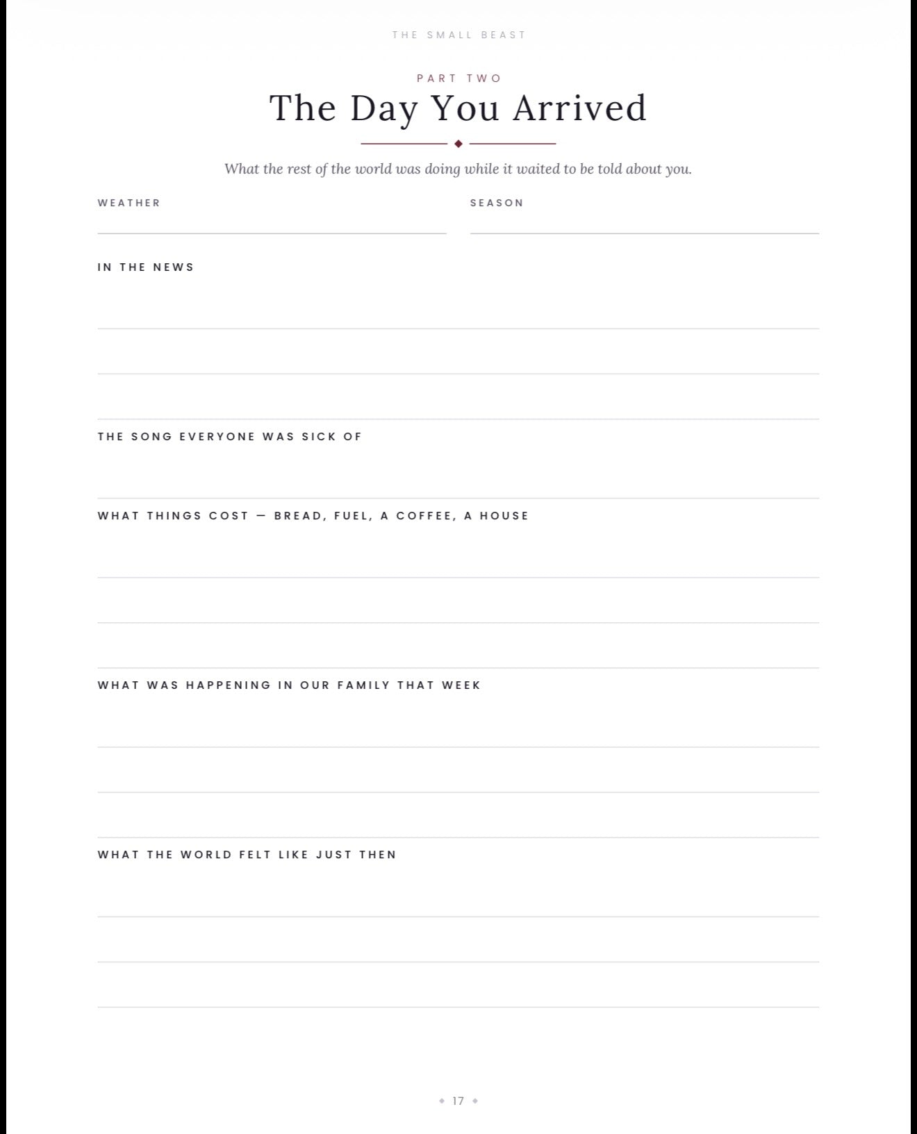 The Small Beast / Goth Baby Memory Book / Printable First Year Journal / 61 pages / Instant Download