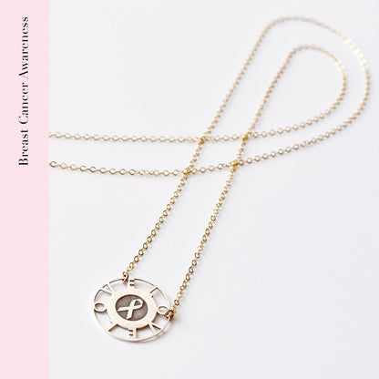 Love Ribbon Medallion Necklace